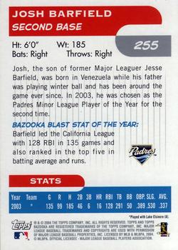 2004 Bazooka #255 Josh Barfield Back