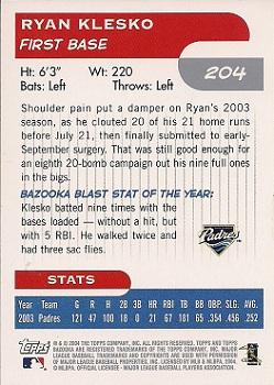 2004 Bazooka #204 Ryan Klesko Back