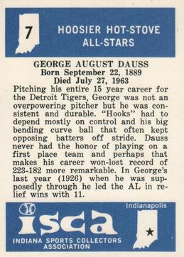 1976 ISCA Hoosier Hot-Stove All-Stars #7 George Dauss Back