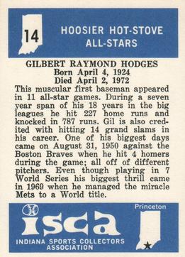 1976 ISCA Hoosier Hot-Stove All-Stars #14 Gil Hodges Back