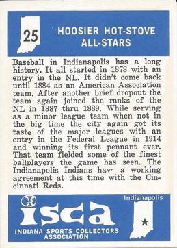 1976 ISCA Hoosier Hot-Stove All-Stars #25 1913 Indianapolis Federal League Team Back