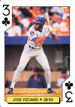 1992 U.S. Playing Card Co. Chicago Cubs Playing Cards #3♣ Jose Vizcaino Front
