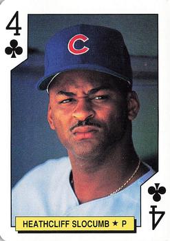 1992 U.S. Playing Card Co. Chicago Cubs Playing Cards #4♣ Heathcliff Slocumb Front