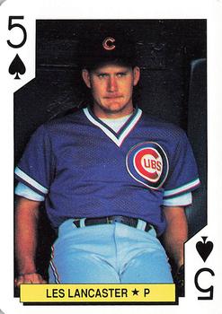 1992 U.S. Playing Card Co. Chicago Cubs Playing Cards #5♠ Les Lancaster Front