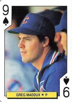 1992 U.S. Playing Card Co. Chicago Cubs Playing Cards #9♠ Greg Maddux Front