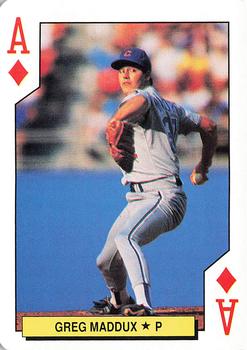 1992 U.S. Playing Card Co. Chicago Cubs Playing Cards #A♦ Greg Maddux Front