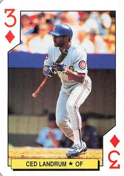 1992 U.S. Playing Card Co. Chicago Cubs Playing Cards #3♦ Ced Landrum Front