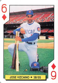 1992 U.S. Playing Card Co. Chicago Cubs Playing Cards #6♦ Jose Vizcaino Front