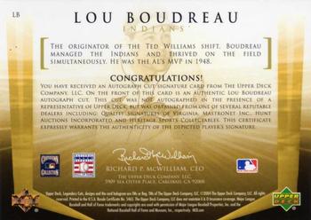 2004 SP Legendary Cuts - Autographs #LB Lou Boudreau Back