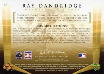 2004 SP Legendary Cuts - Autographs #RD Ray Dandridge Back