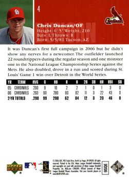 2006 Upper Deck World Series Champions St. Louis Cardinals #4 Chris Duncan Back