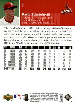 2006 Upper Deck World Series Champions St. Louis Cardinals #5 David Eckstein Back