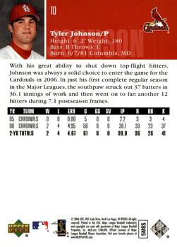 2006 Upper Deck World Series Champions St. Louis Cardinals #10 Tyler Johnson Back
