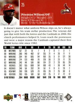 2006 Upper Deck World Series Champions St. Louis Cardinals #25 Preston Wilson Back