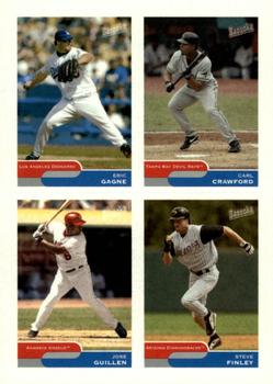 2004 Bazooka - 4-on-1 Stickers #27 Carl Crawford / Eric Gagne / Jose Guillen / Steve Finley Front