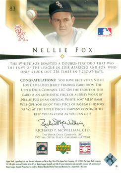 2004 SP Legendary Cuts - Significant Fact Memorabilia #83 Nellie Fox Back
