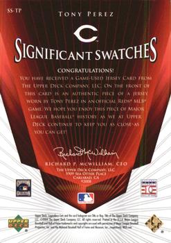 2004 SP Legendary Cuts - Significant Swatches #SS-TP Tony Perez Back