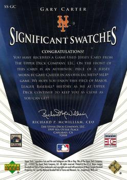 2004 SP Legendary Cuts - Significant Swatches #SS-GC Gary Carter Back