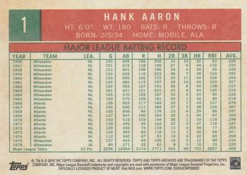 2018 Topps Archives #1 Hank Aaron Back