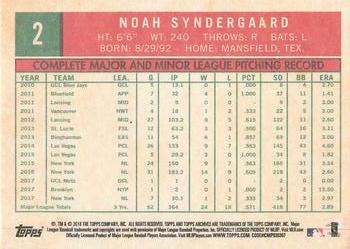 2018 Topps Archives #2 Noah Syndergaard Back