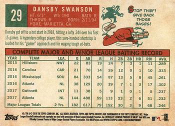 2018 Topps Archives #29 Dansby Swanson Back
