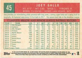 2018 Topps Archives #45 Joey Gallo Back