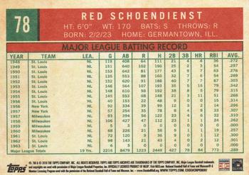 2018 Topps Archives #78 Red Schoendienst Back