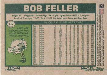 2018 Topps Archives #117 Bob Feller Back
