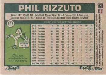 2018 Topps Archives #148 Phil Rizzuto Back