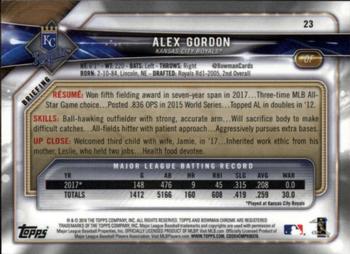 2018 Bowman Chrome #23 Alex Gordon Back