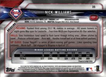 2018 Bowman Chrome #35 Nick Williams Back