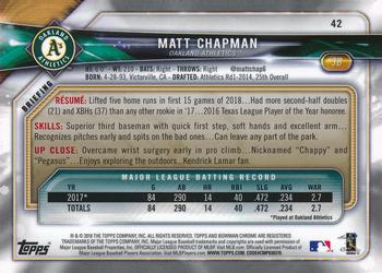 2018 Bowman Chrome #42 Matt Chapman Back