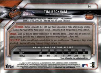 2018 Bowman Chrome #74 Tim Beckham Back