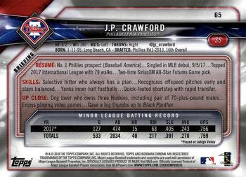 2018 Bowman Chrome #65 J.P. Crawford Back
