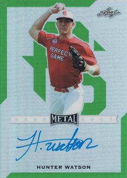 2017 Leaf Metal Perfect Game All-American - Metal Autographs Prismatic Green #BA-HW1 Hunter Watson Front