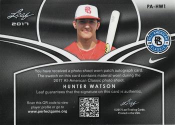 2017 Leaf Metal Perfect Game All-American - Patch Autograph Platinum #PA-HW1 Hunter Watson Back