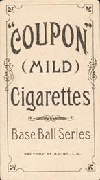 1910-19 Coupon Cigarettes (T213) #NNO Bill Bernhard Back