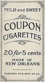 1910-19 Coupon Cigarettes (T213) #NNO Tom Downey Back