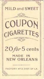 1910-19 Coupon Cigarettes (T213) #NNO Rube Geyer Back