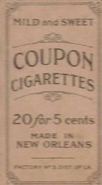 1910-19 Coupon Cigarettes (T213) #NNO Ed Reulbach Back