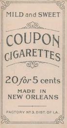 1910-19 Coupon Cigarettes (T213) #NNO George Stovall Back