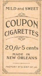1910-19 Coupon Cigarettes (T213) #NNO Jeff Sweeney Back