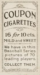 1910-19 Coupon Cigarettes (T213) #NNO Red Ames Back