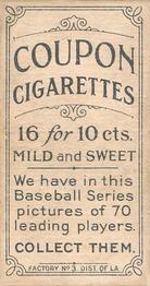1910-19 Coupon Cigarettes (T213) #NNO Dick Hoblitzell Back