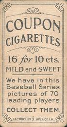 1910-19 Coupon Cigarettes (T213) #NNO Gabby Street Back