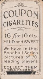 1910-19 Coupon Cigarettes (T213) #NNO Walter Johnson Back