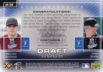 2004 SP Prospects - Draft Duos Dual Autographs #DD-BM Billy Buckner / James Moore Back