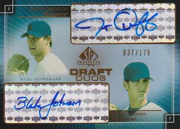 2004 SP Prospects - Draft Duos Dual Autographs #DD-OJ Justin Orenduff / Blake Johnson Front