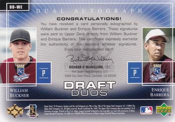 2004 SP Prospects - Draft Duos Dual Autographs #DD-WE Billy Buckner / Enrique Barrera Back
