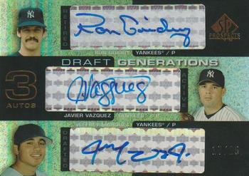 2004 SP Prospects - Draft Generations Triple Autographs #DG-GVM Ron Guidry / Javier Vazquez / Jeffrey Marquez Front